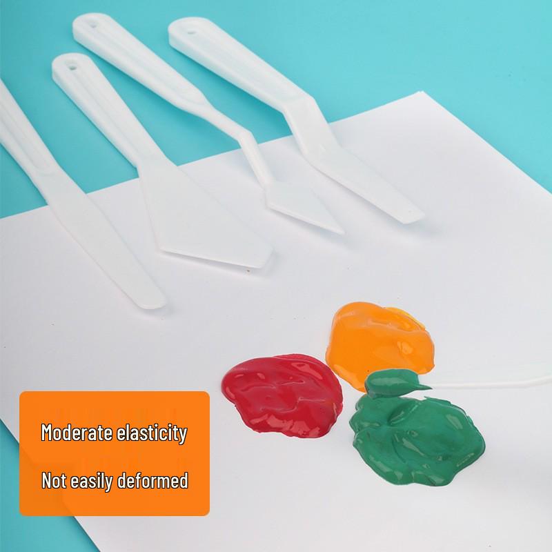 5-Piece Student Art Scraper Set: Plastic Handle Palette Knives for Oil, Gouache, and Acrylic Painting