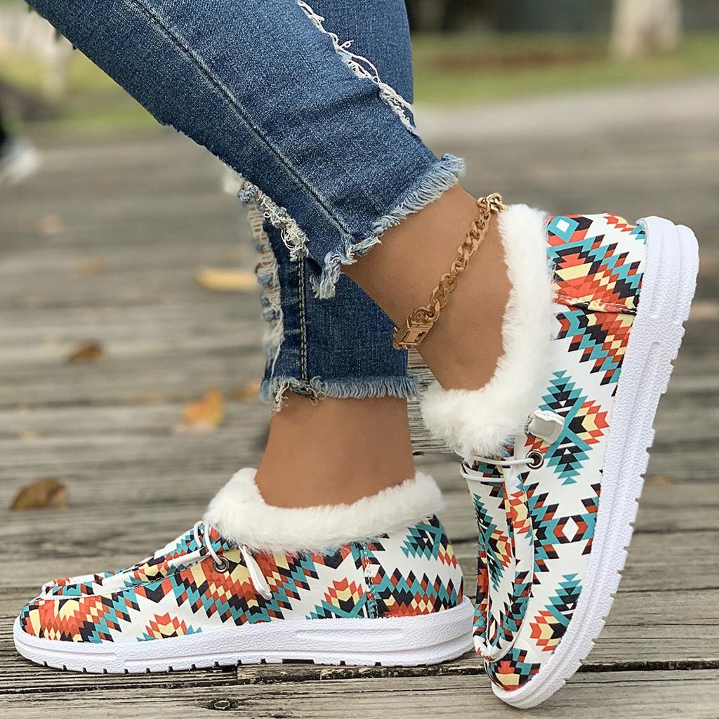 Flat single shoes women's new 2025 autumn spliced deep round toe laces wear casual plus-size women's shoes