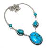 Natural Tibetan Turquoise Gemstone 925 Sterling Silver Jewelry Necklace 18" ASN-6129