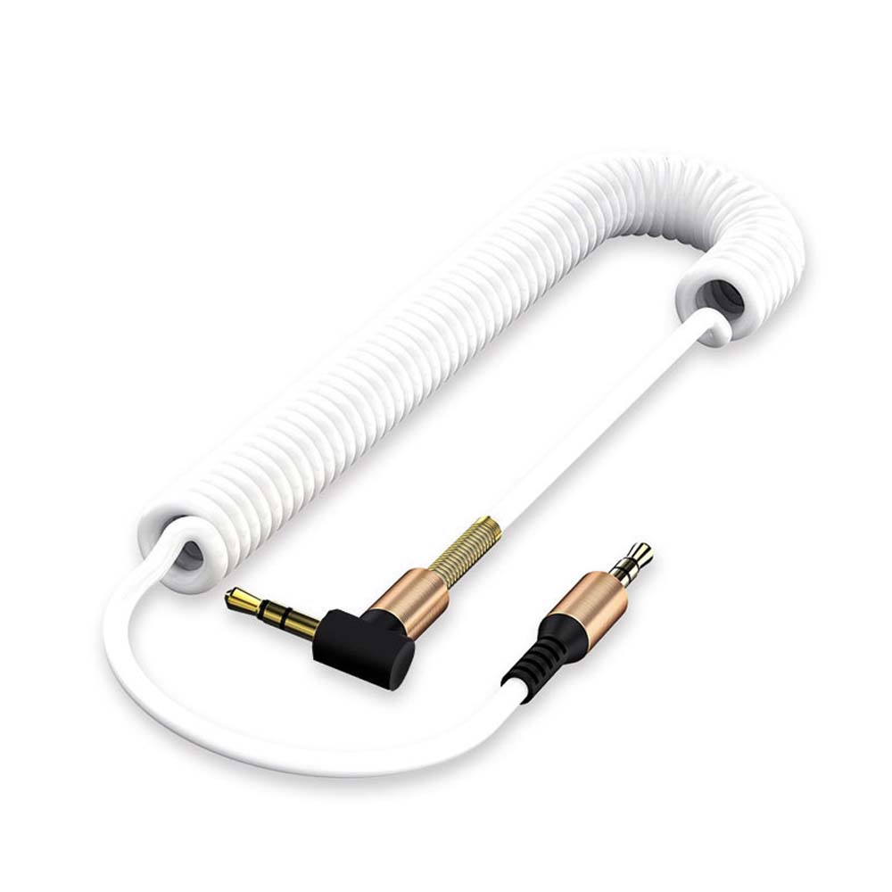 Plug Male To Male Elbow Spring Cable Gold-plated Plug Audio Wire Audio Cable Aux Cable Car Aux Cord