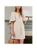 Women's Flutter Sleeve Mini Dress V Neck Loose Flowy Casual Summer Dress