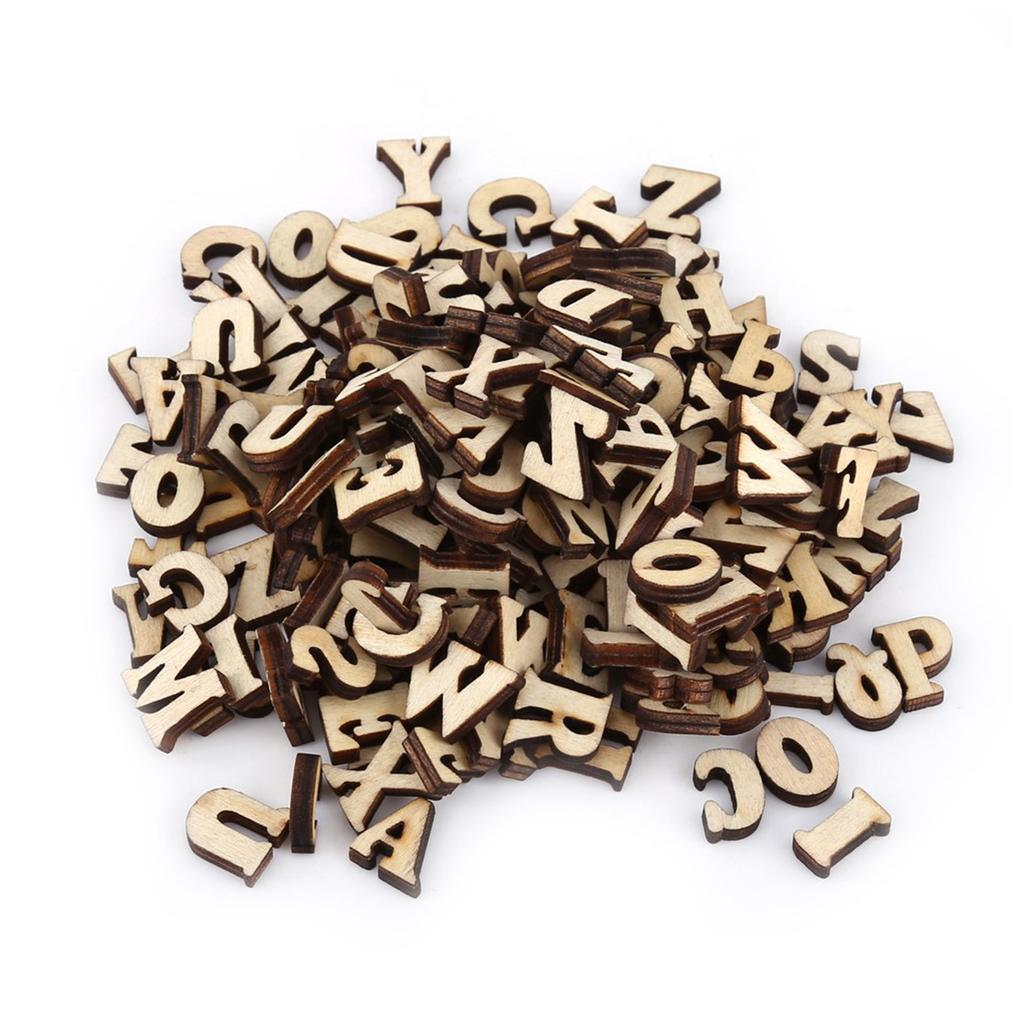 200Pcs Mixed Wooden A Z Letters 0 9 Numbers Unpaint DIY Decoations Kids Early Learning Toys