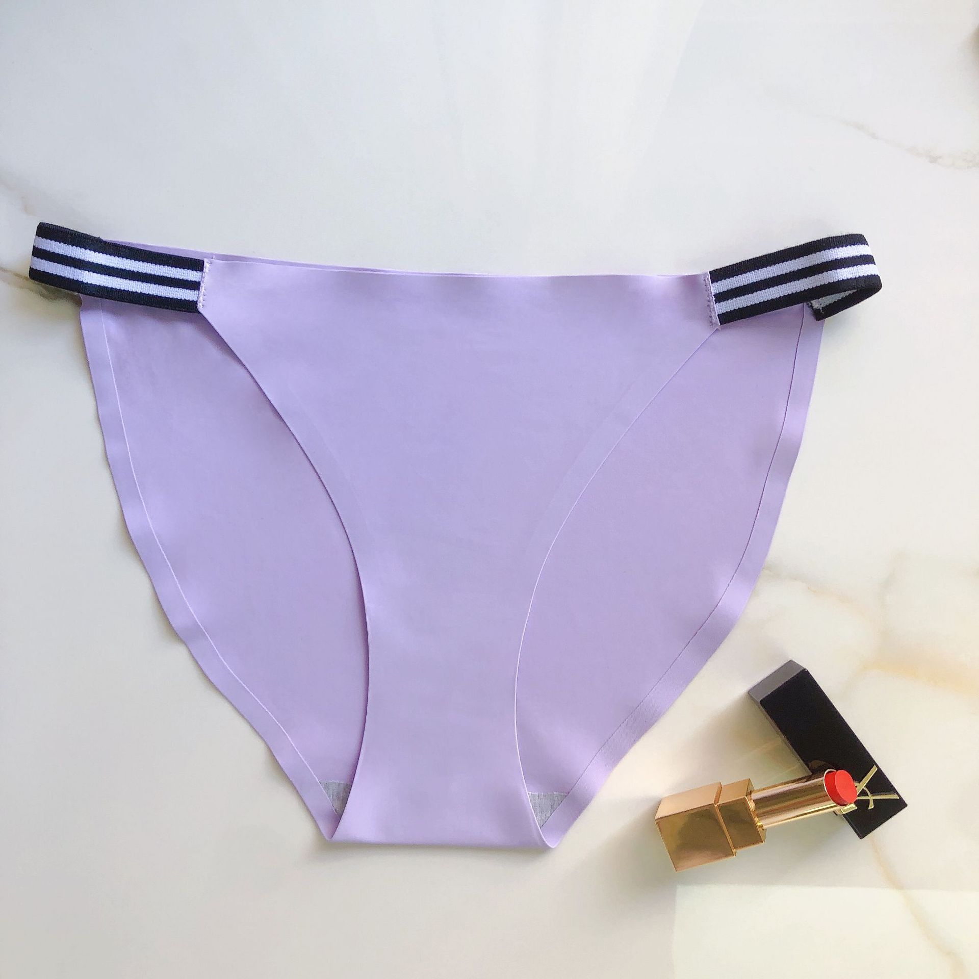 

Модные бесшовные трусики, женские трусы с низкой посадкой, удобные трусы, полосатый пояс, ледяной шелк, сексуальное женское нижнее белье, нижнее белье L