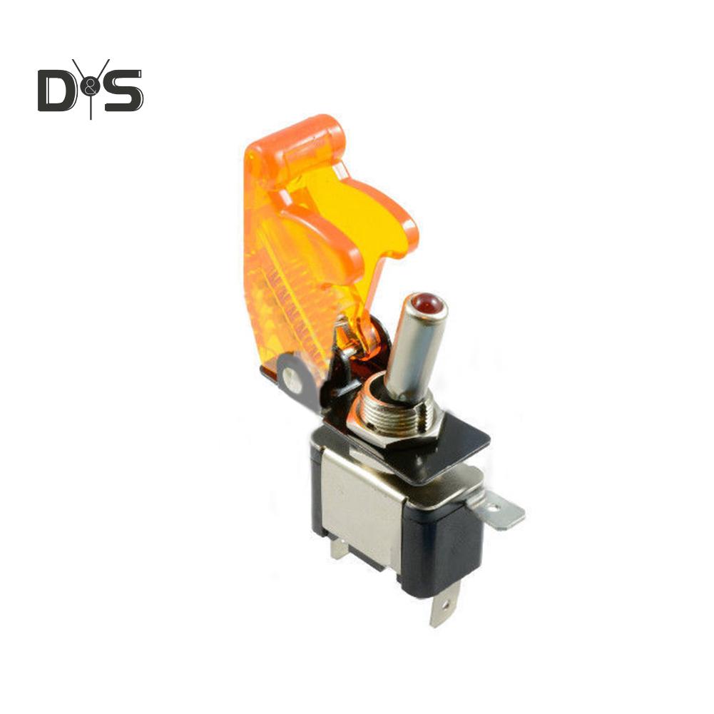 Car Accessories Car Dash Toggle SPST ON-OFF Illuminated LED Flip Up Cover Flick Switch