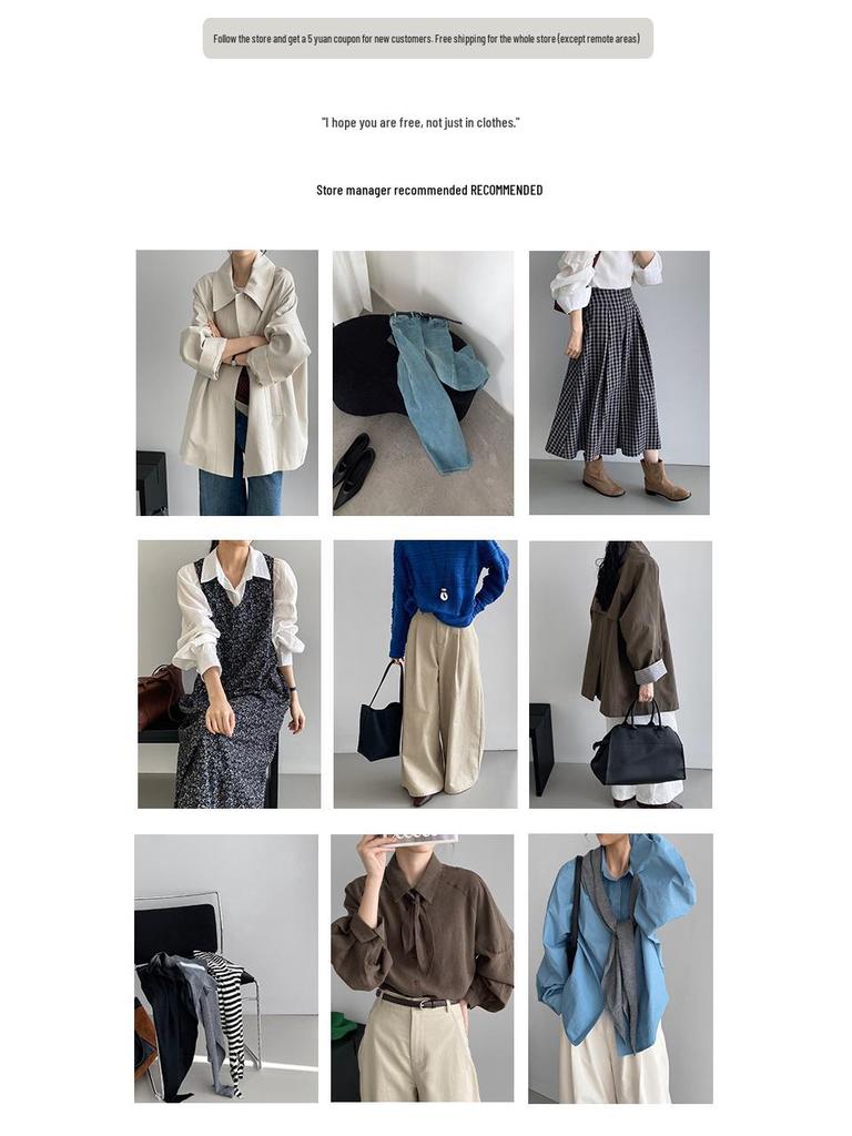 Women's High-End Korean British Retro Trench Coat: Stand-Up Collar, Waist-Cinching, Loose Fit, Mid-Length (5052-1)