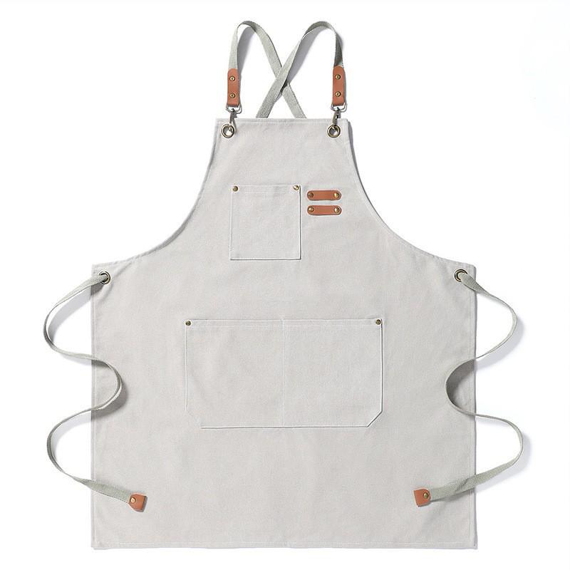 Waterproof Thickened Cotton Denim Apron - Oil and Stain Resistant, Solid Color Design for Household Kitchen Use