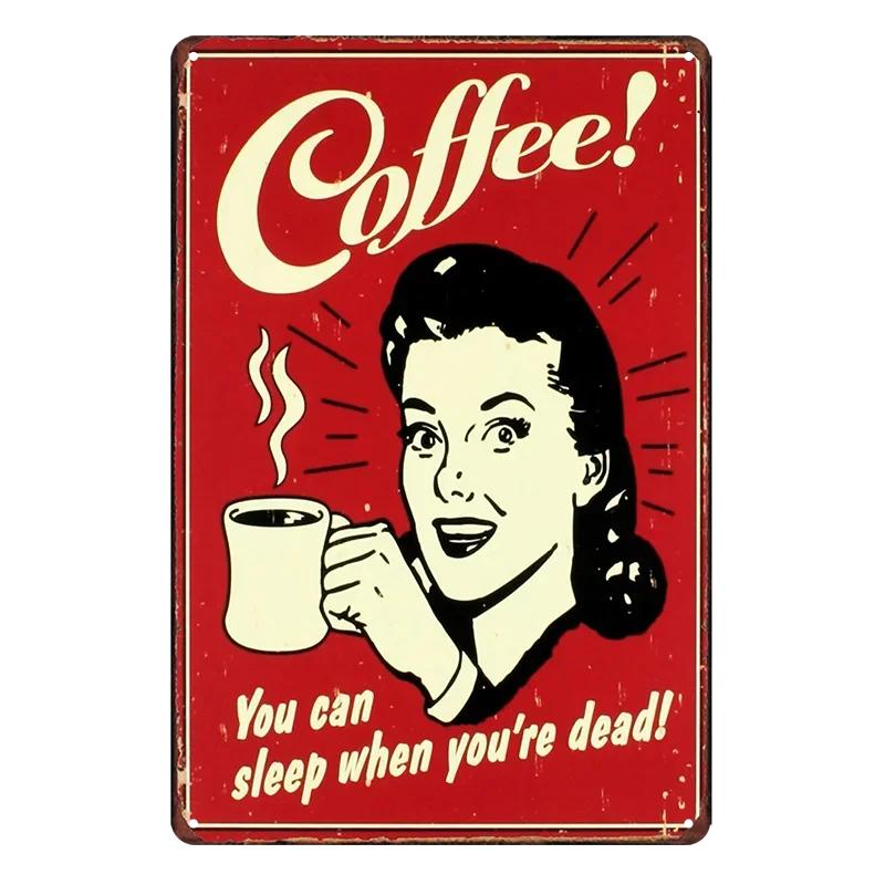 Vintage Coffee Bar Metal Tin Signs Decor Wall Art Sign Posters Wall Decoration Coffee Plaque Sign Cafe