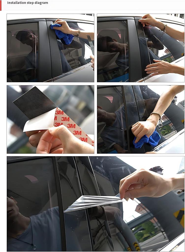 Toyota 90 Series Pillar Garnish Custom Protective Cover Set Designed for Vehicles with Genuine Visors Noah/Voxy - Parts/Accessory 6-Piece (Piano