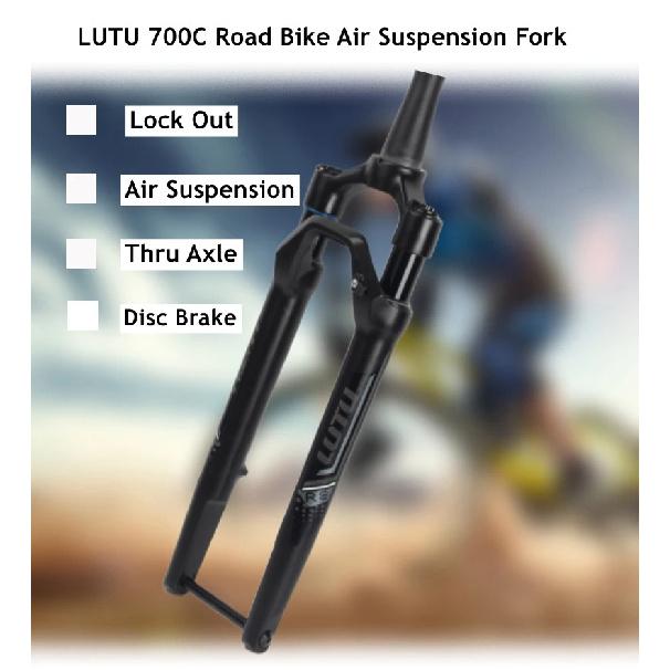 Gravel Magnesium Alloy Off-Road Front Fork 700C Shock Absorbing Air Suspension Conical Bicycle Disc Brake Thru Axle 100 * 12MM