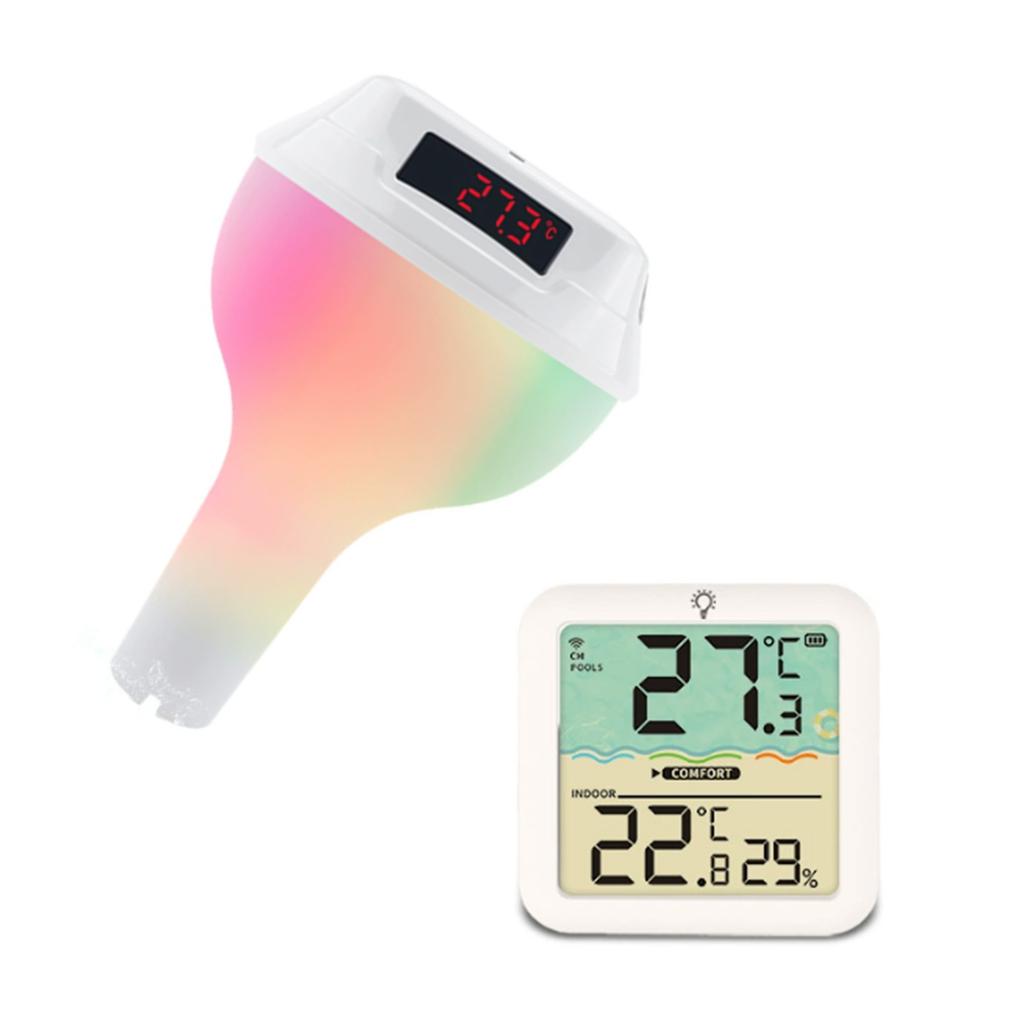 Wireless Floating Pool Thermometer Colorful Light Changing Swimming Pool LED Display for Garden Yard