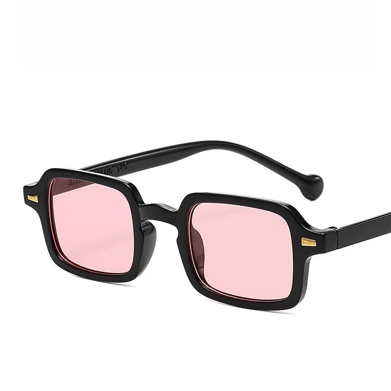 Vintage Square Sunglasses Woman Retro Rivet Yellow Glasses Female  Designer Fashion Black Shades UV400 Oculos De Sol