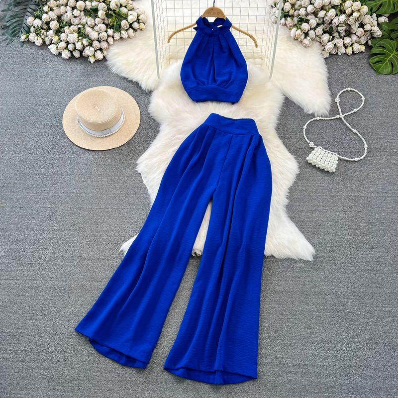 Off-the-Shoulder Seaside Holiday Slim Looking Straight-leg Fashion Suit