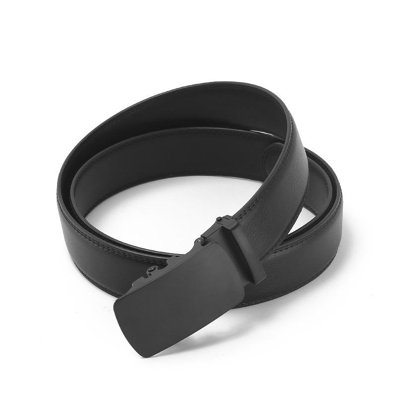 Swimming Black Automatic Buckle Open Side Two Layer Cowhide Belt Business Casual Men's Trendy Belt