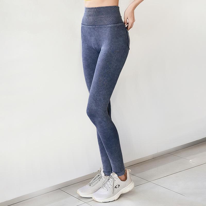 Pantalones de Yoga de Cintura Súper Alta con Doble Cintura - Transpirables, Elásticos, Adelgazantes, Levanta Glúteos, Fitness Denim
