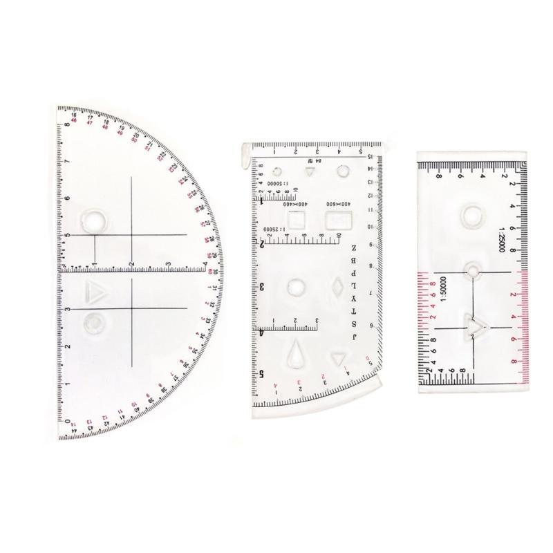 652F Geometry Drawing Template Measuring Tool Coordinate Reader and Protractors Topographical Map Scale Ruler