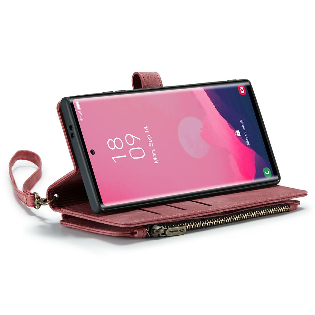 For Samsung Galaxy S24 Ultra Phone Cases with Strap CASEME C30 Zipper Multiple Card Holder PU Leather Cover