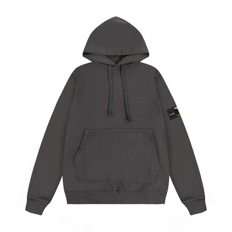 Stone Classic Unisex Uni-Farbe Abzeichen Hoodie - Langarm, Trendiger Stil