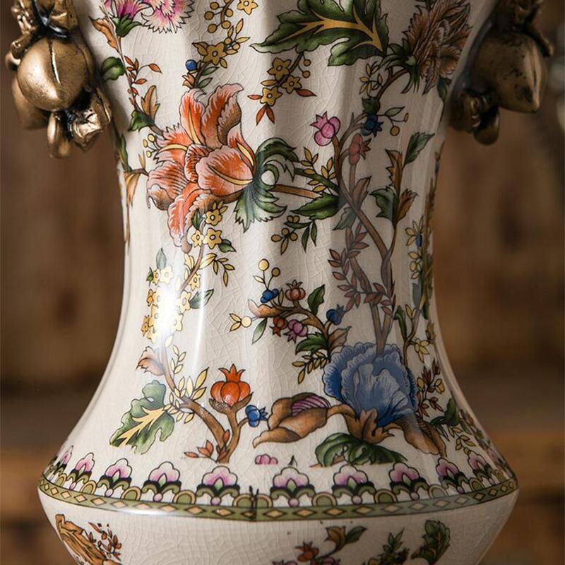 Vaso in Ceramica Ghiacciata Stile Retro Americano Decorazione Tavolo Soggiorno Regalo Inaugurazione Allestimento Floreale Vaso per Fiori Secchi Base Metallica