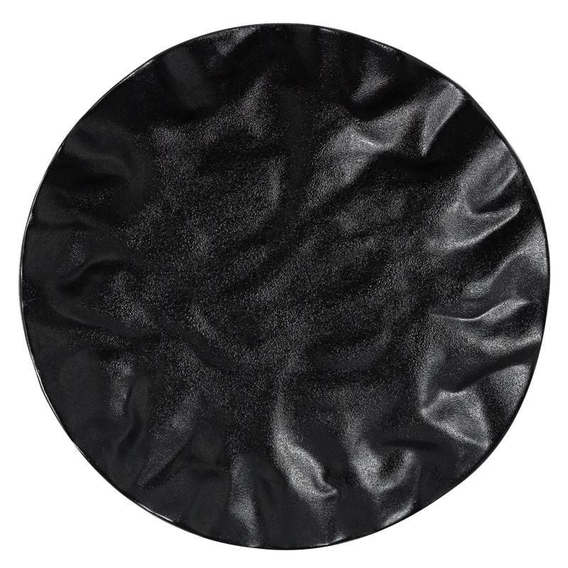 Folded flat plate Household Restaurant Premium dessert  Ceramic plate Western food plate Creative tableware ins style