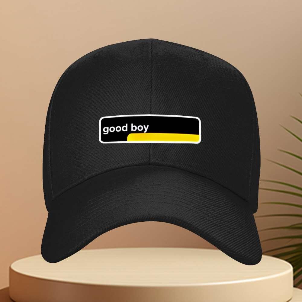 Good Boy Baseballkappe Schwarz Gelbes Logo Lässige Sportliche Mütze Verstellbare Passform Polyester