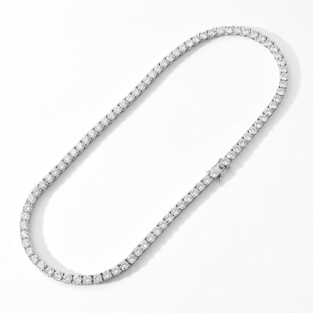 Collier Tennis Homme Haut de Gamme 4mm 5mm Zircon - Luxueux Accessoire Bijou Accentué de Diamants