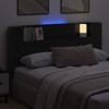 Storage Headboard with LED Black Oak Wood Based Material