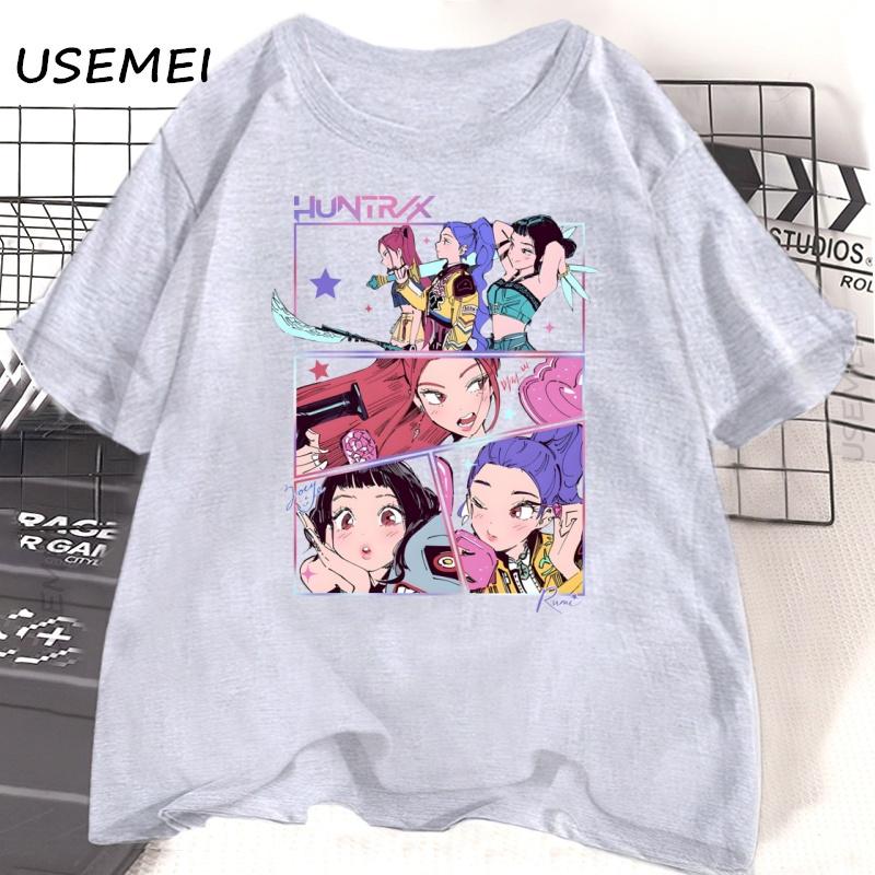 Huntrix Girlgroup KPop Demon Hunters T-shirt Casual Short Sleeve Tshirt Oversized Harajuku Fashion Unisex Clothing Tees
