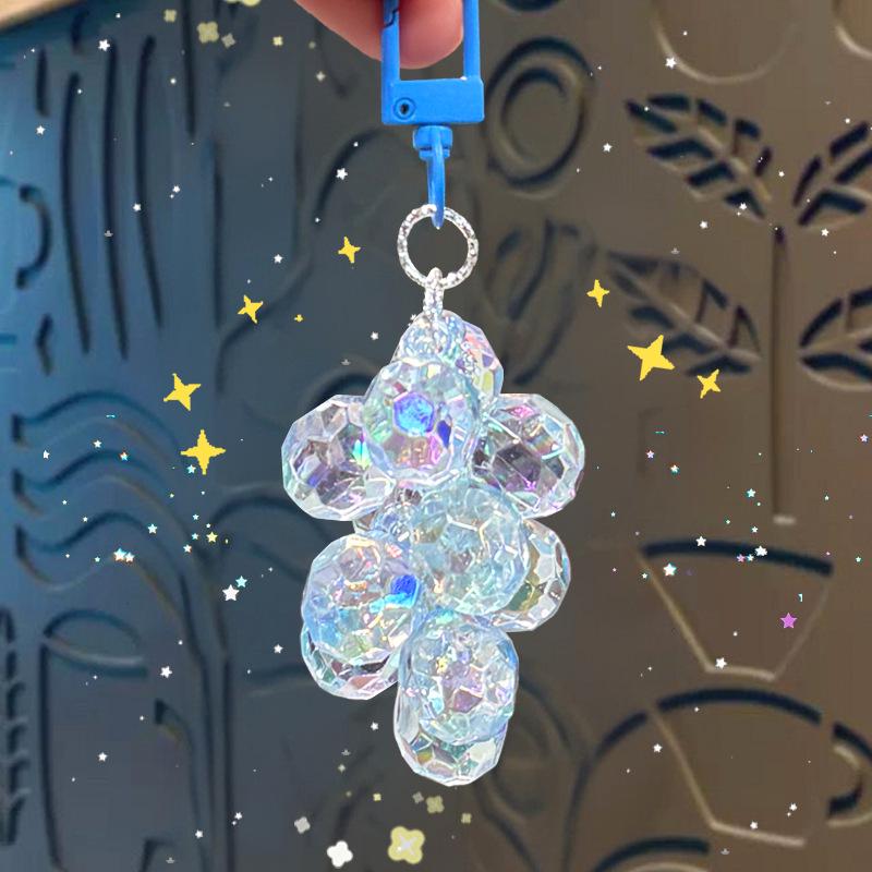 Charming Transparent Acrylic Grape Cluster Keychain - Women's Handbag Accessory & Small Gift