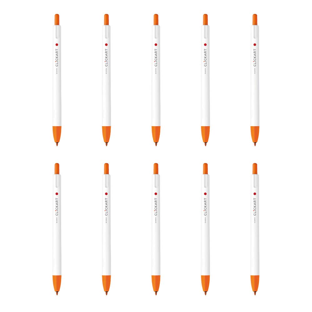 Zebra Clickart 10 Water-Based Pen, Orange, Pens, B-WYSS22-OR