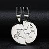 2PCS Horse Stainless Steel Chain Necklace for Women Men Horses Accessories Couple Love Necklace Jewelry Equestrian Gift