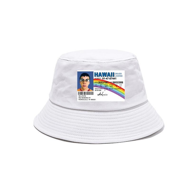 Mclovin Id Card Superbad Geek Bucket Hats New Outdoor Cotton Funny Panama Hat Summer Cool Sun Caps Bob Hat