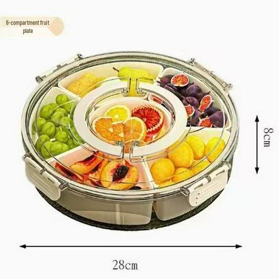 Eight-Compartment Transparent Food-Grade Storage Box for Salads and Spices
