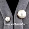 Vintage Gold Brooch Pins Double Head Simulation Pearl Large Big Brooches Wedding Jewelry Accessories