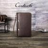 CONTACT'S Genuine Leather Clutch Bag Men Photo Card Holder Pen Slot Phone Pocket Handbag Male Vocation Travel Gift Long Wallet