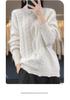 Women's High Neck Drop Shoulder Cashmere Sweater - Autumn/Winter New Arrival, Loose Slimming Knit Pullover