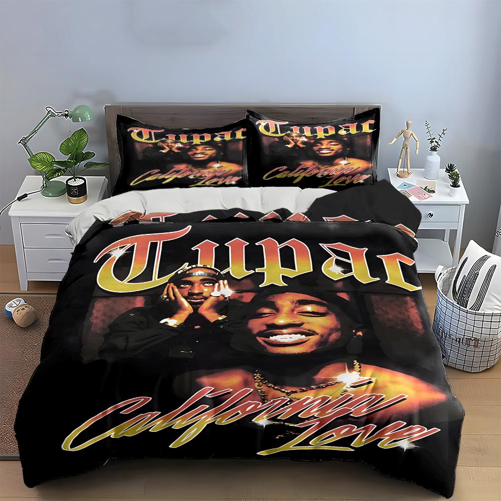 Tupac California Love Druck Bettwäscheset Bettwäscheset (1 Bettbezug, 2 Kissenbezüge, Bettdecke nicht enthalten)