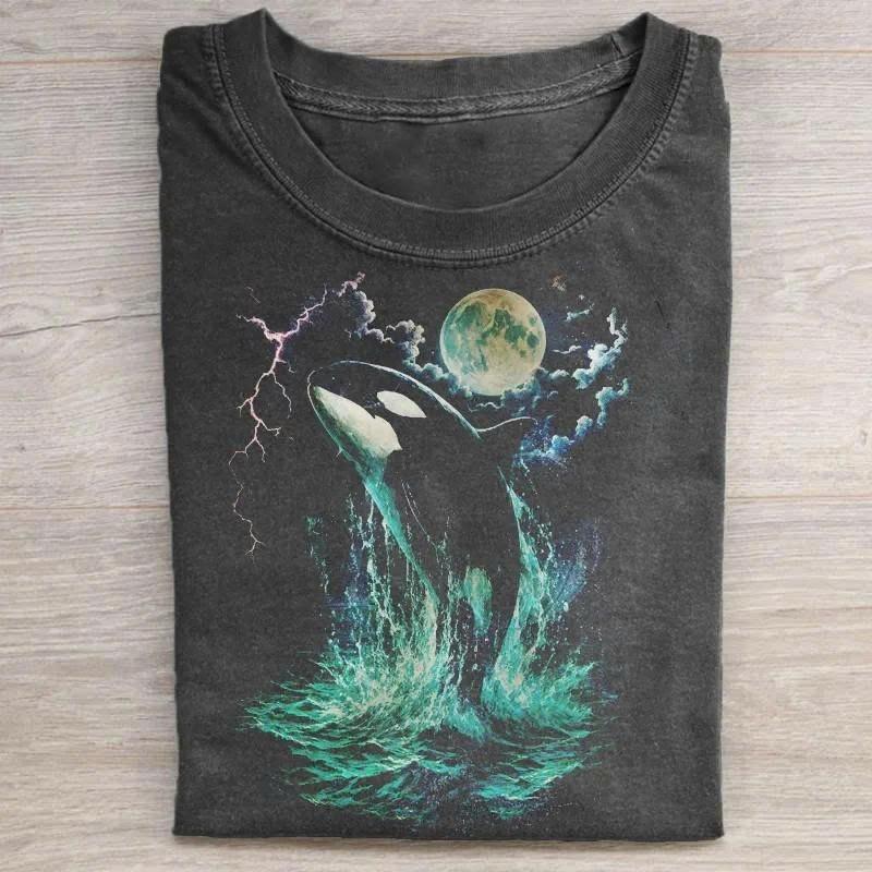 Vintage Orca Midnight 90s Graphic T-Shirt, Retro Killer Whale Shirt, 90s Tee Unisex T-Shirt S