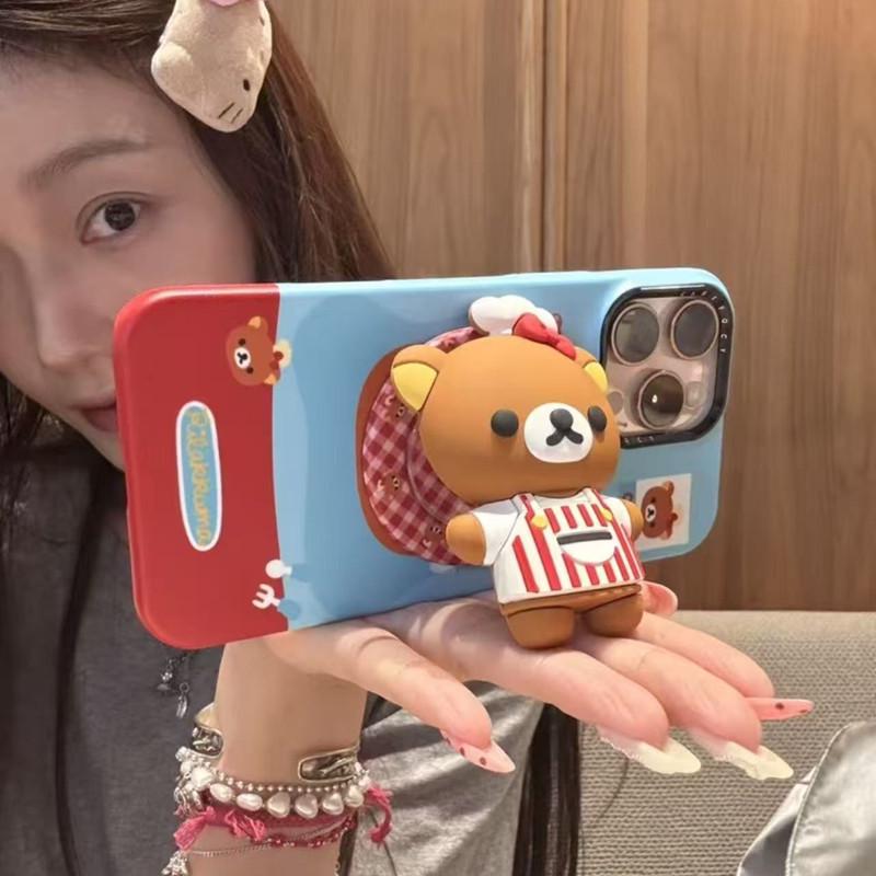 Rilakkuma Apple 16 Pro Phone Case with 17 Film, 13 Magnetic Bracket, and 15 Pro Style