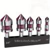 5Pcs/set Red Imperial Five-edge Woodworking Chamfer Countersunk Screw Chamfer Drill Hole Opener