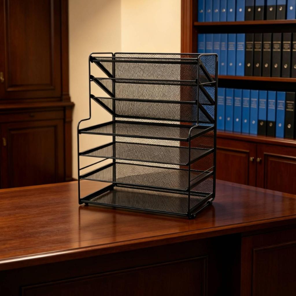 Desk File Organizer with Side Baskets Multi Slot Document