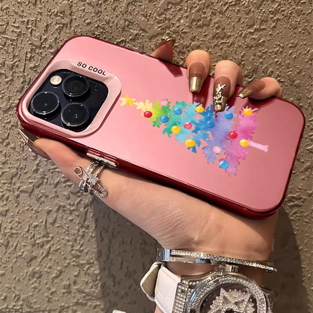 Colorful Christmas Tree Phone Case For iPhone 17 Pro Max 16 15 14 Pro Max 13 12 11 Pro 7 8 Plus XS X 16E ShockProof Matter Cover