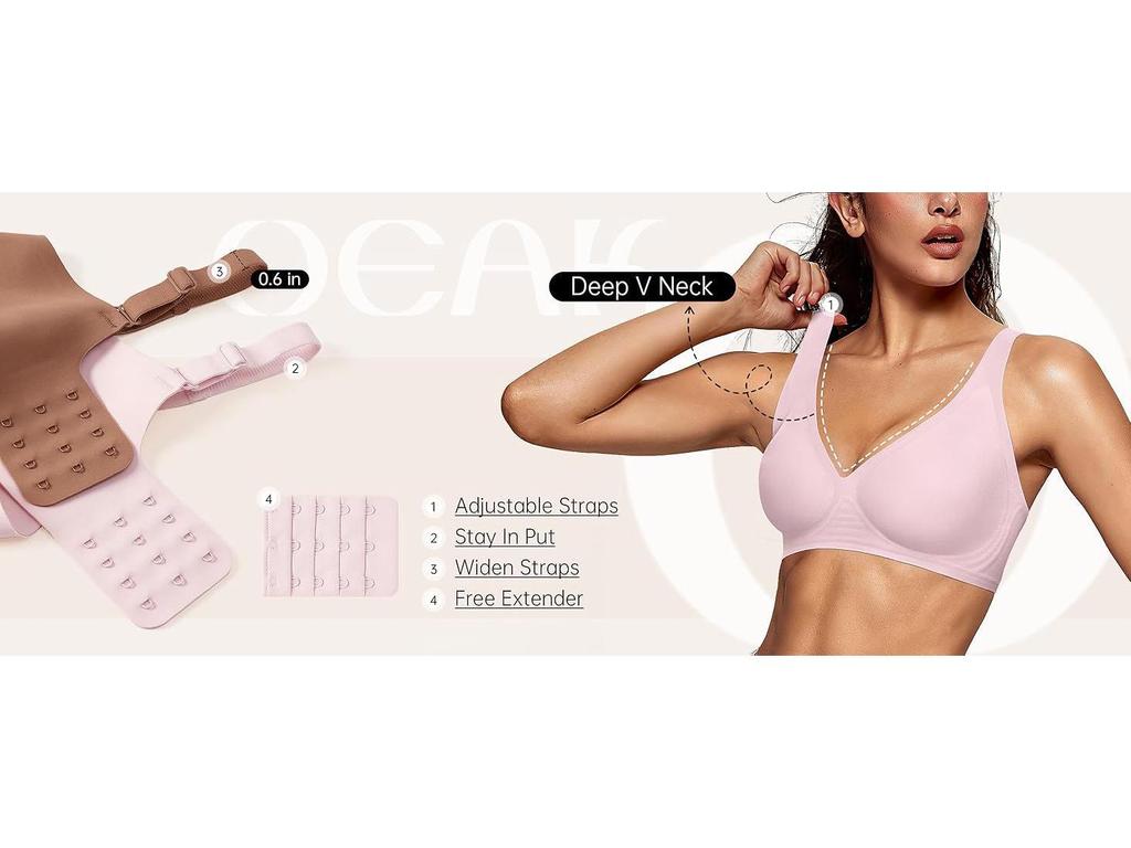 OEAK Damski Bezfiszbinowy Biustonosz T-shirtowy Push-Up z Głębokim Dekoltem V