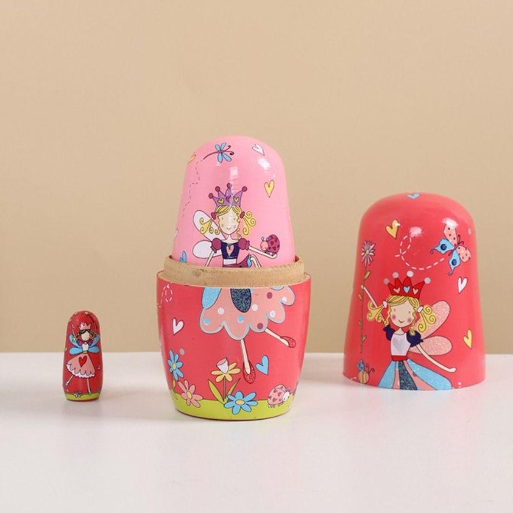 Smooth Animal Matryoshka Doll 5Pcs/Set Puppy Nesting Dolls Wooden Stacking Dolls Brithday Gifts