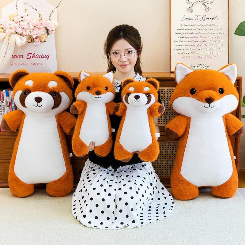 Soft Little Raccoon Plush Doll Fox Doll Pillow Back Cute Long Healing Sleeping Doll