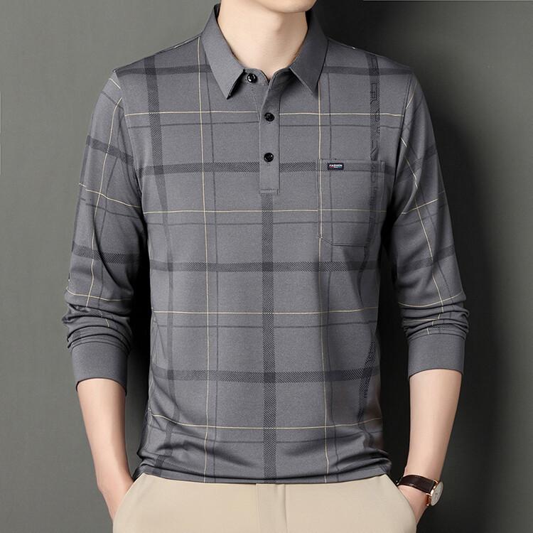 

Осенняя футболка с длинными рукавами, мужская модная повседневная полосатая рубашка-поло, мужская одежда для папы, нижняя рубашка, верхняя футболка, мужская