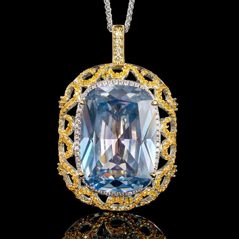 

Jewelry Copper Bottom Gold-Plated Simulation Colored Treasure Para Green Hollow Pendant Necklace Stone 20 * 28