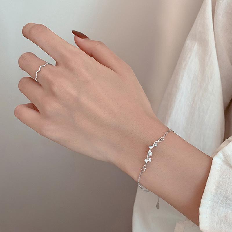 S925 Silver Leaf Bracelet for Women Fresh Ginkgo Biloba Charm Bracelet Silver 925 Jewelry Pulseras Mujer Bangles