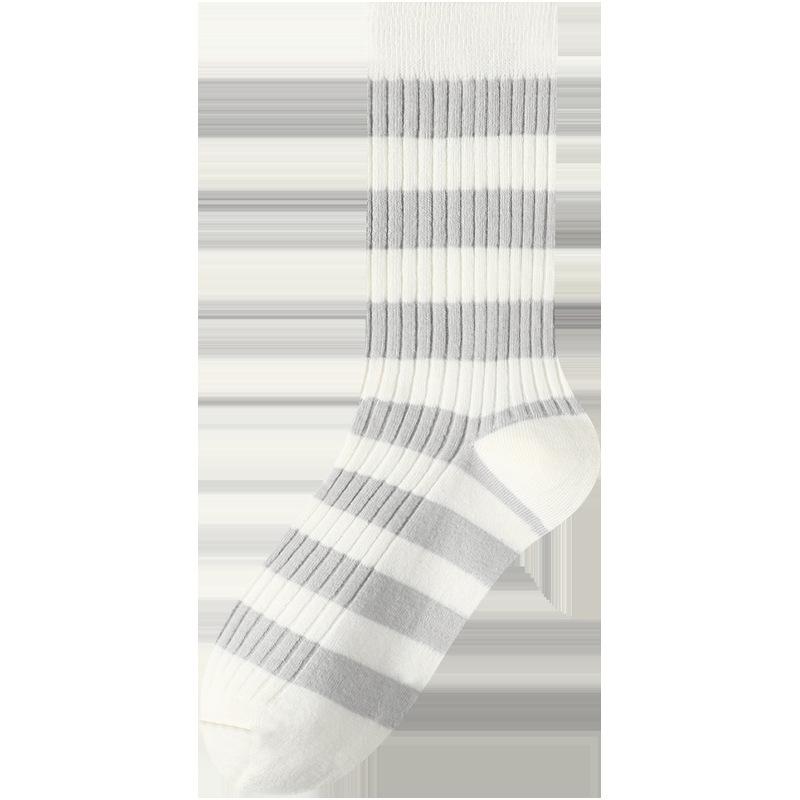 

Striped Socks Women s Mid-calf Socks Simple and Versatile for Autumn and Winter Student Pile Socks 1 pair серый/белый