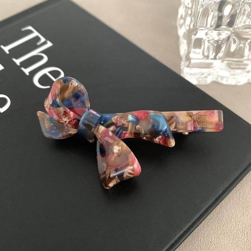 Koreanische Neue Retro Öl Eiscremefarbe Schleife Haarnadel Mode Essigsäure Entenschnabelspange Seitenpony-Spange Haarschmuck für Frauen