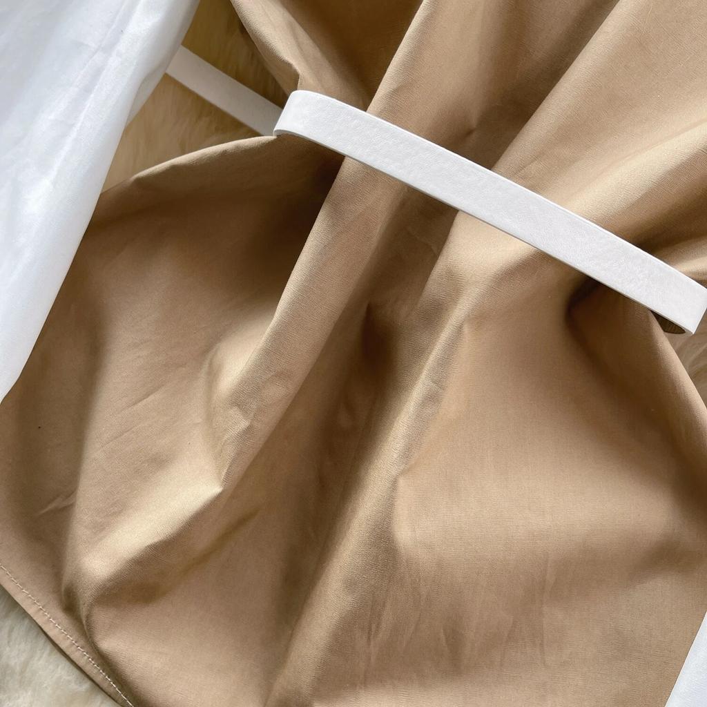 Korean Series Short Shirts for Women, Puff Sleeve Top, Large Lapel, Contrast Color, Patchwork, Early Spring Wear, New Fashion